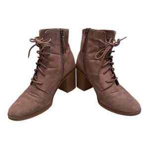 Time and Tru Women's Heeled Lace-Up Boots - Brown